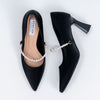 Ivory Charm - Black Block Heel Pumps