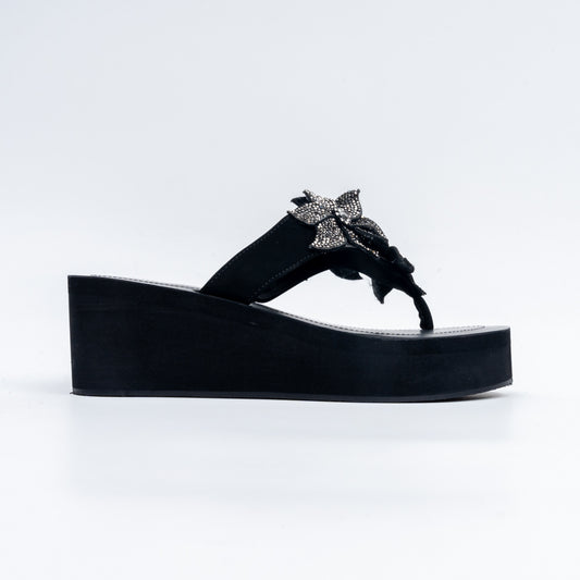 Blossom Rhinestone - Black Platform Slip-On