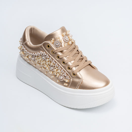 Pearl Play - Gold Fashion Sneakers