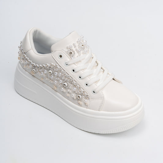 Pearl Play - White Fashion Sneakers