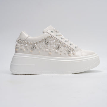 Pearl Play - White Fashion Sneakers