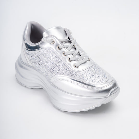 Shine Motion - Silver Fancy Sneakers