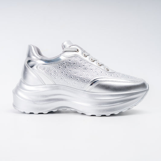 Shine Motion - Silver Fancy Sneakers