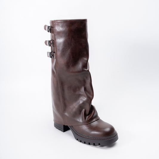 Rebel Noir Triple Buckle - Coffee Casual Boots