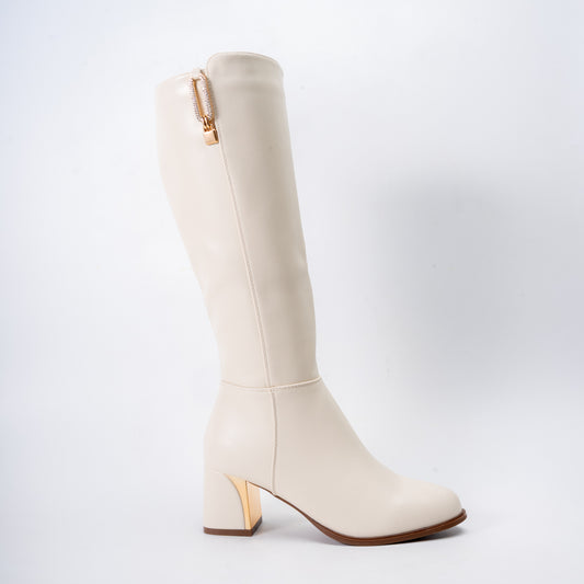 Noir Elegance - White Casual Boots