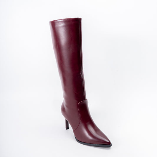 Enigma Stiletto - Maroon Casual Knee Boots