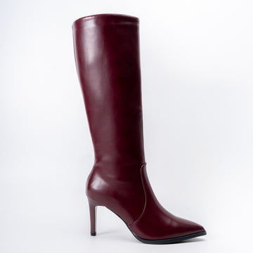 Enigma Stiletto - Maroon Casual Knee Boots