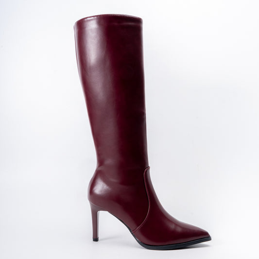 Enigma Stiletto - Maroon Casual Knee Boots