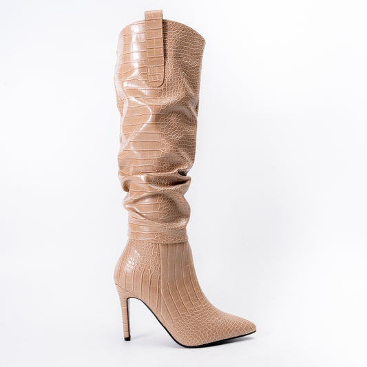 Croc Diva - Khaki Heel Boots