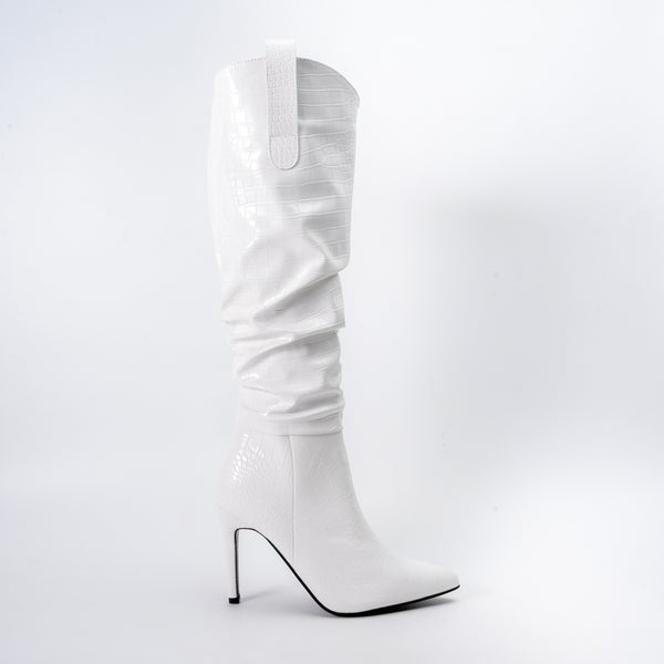 Croc Diva - White Heel Boots