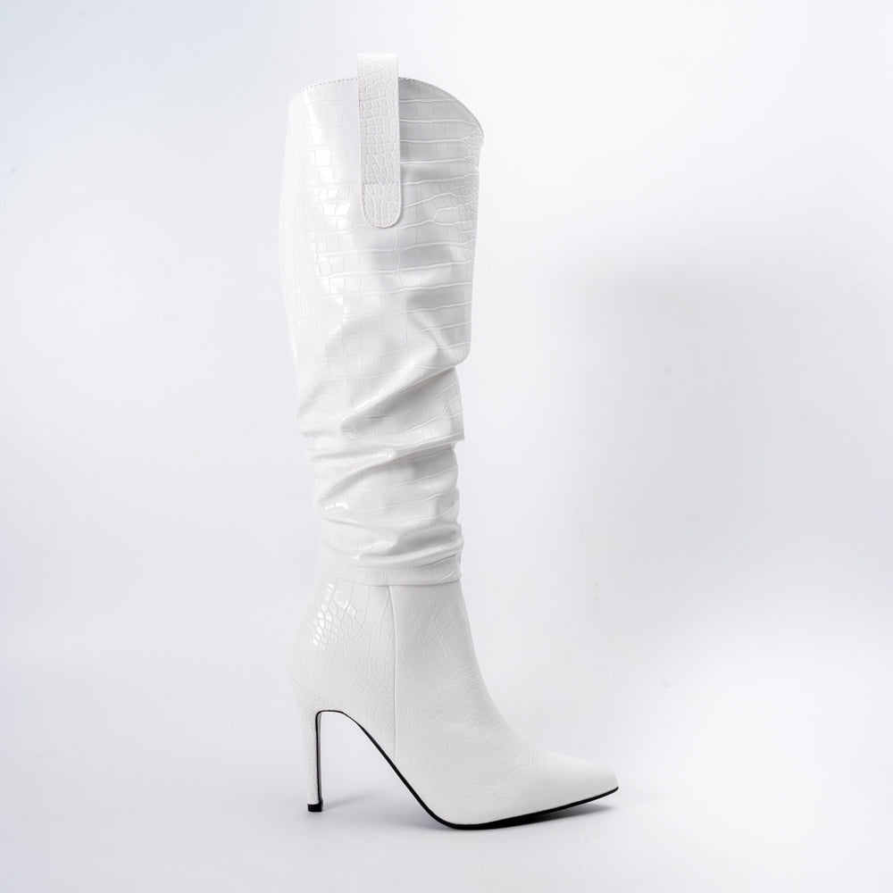 Croc Diva - White Heel Boots