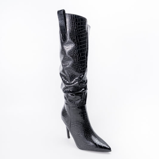 Croc Diva - Black Heel Boots