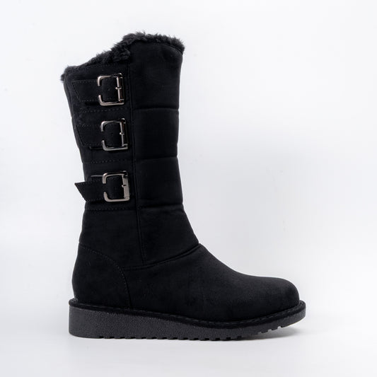 Nordic Charm - Black Casual Fur Boots
