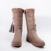 Glacial Muse - Khaki Casual Fur Boots