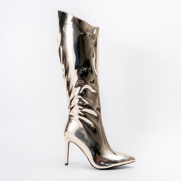 Metallic Muse - Gold Partywear Boots .