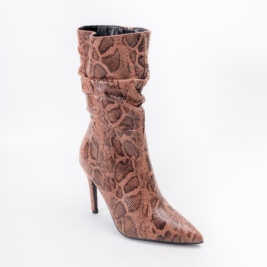 Cobra Charm - Brown Snakeskin Boots .