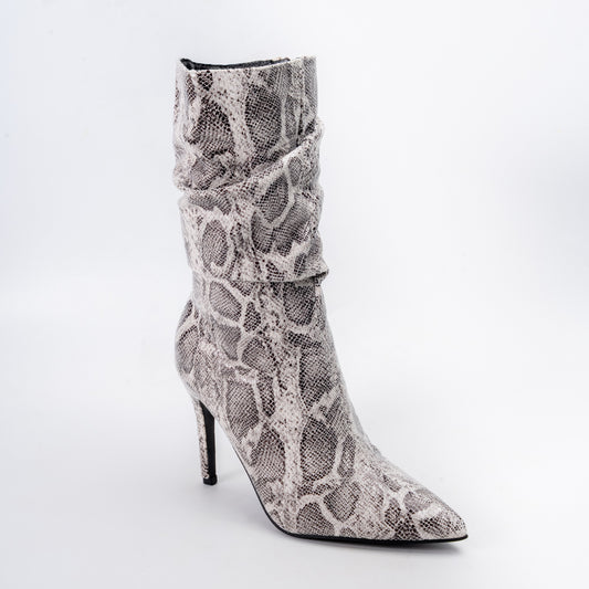 Cobra Charm - Beige Snakeskin Boots .