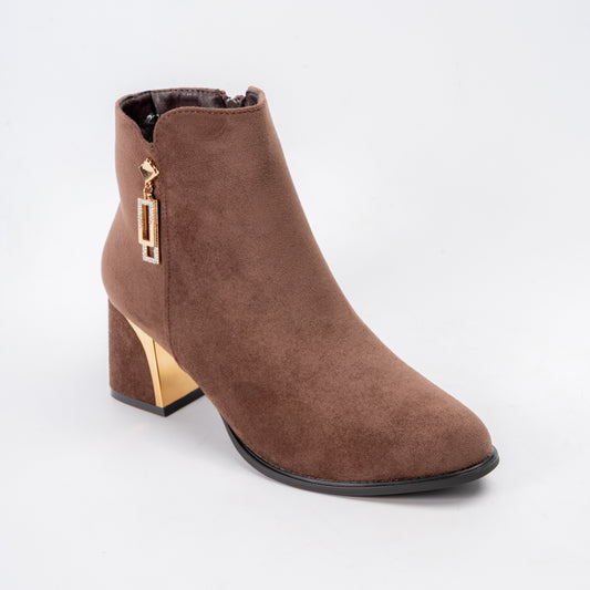 Glamour Step - Coffee Ankle Boots