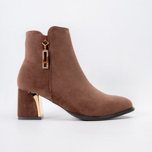 Glamour Step - Coffee Ankle Boots