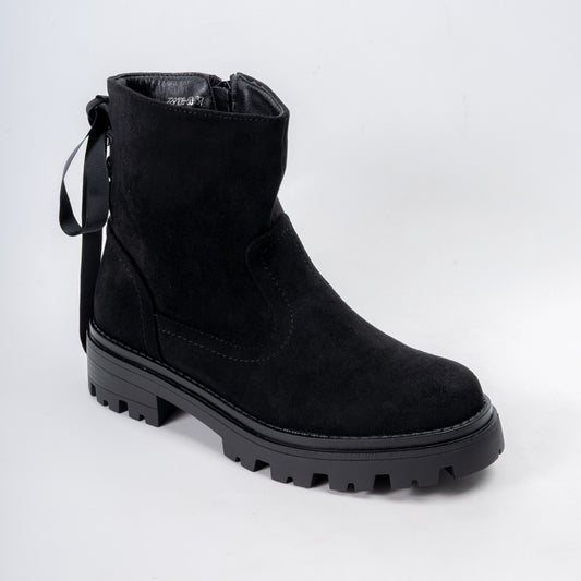 Ribbon Step - Black Ankle Boots
