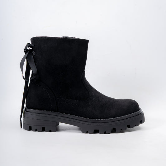 Ribbon Step - Black Ankle Boots