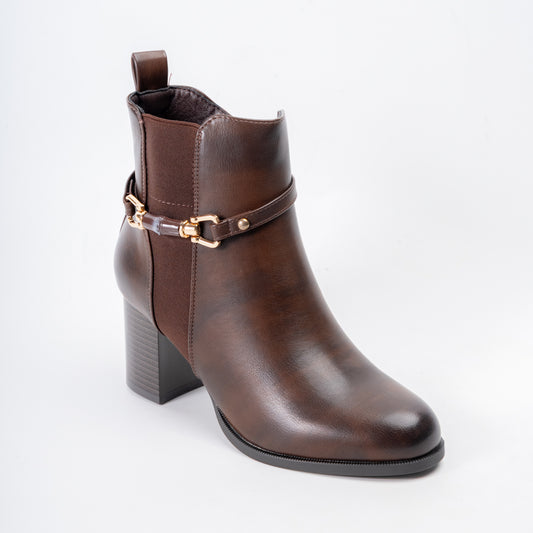 Elegance Step - Coffee Ankle Boots