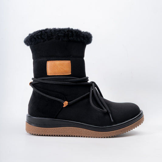 Winter Luxe - Black Casual Fur Boots