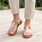 Coin Cascade - White Flat Sandal