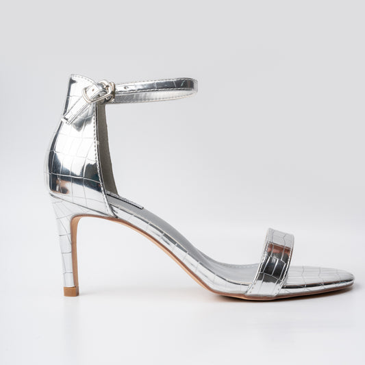 Shine On - Silver Pencil Heel Sandals