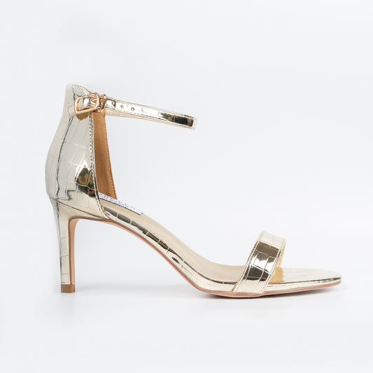 Shine On - Golden Pencil Heel Sandal