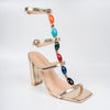 Beaded Boldness - Gold Statement Block Heels