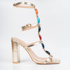 Beaded Boldness - Gold Statement Block Heels