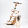 Beaded Boldness - Gold Statement Block Heels