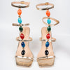 Beaded Boldness - Gold Statement Block Heels