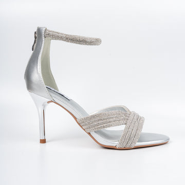 Glittery Glam - Silver Partywear Pencil Heels
