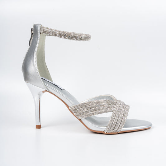 Glittery Glam - Silver Partywear Pencil Heels