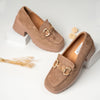 None Of Your Business - Brown Block Heel Loafers