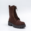 Sassy Suede - Brown Lace-Up Boots