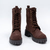 Sassy Suede - Brown Lace-Up Boots