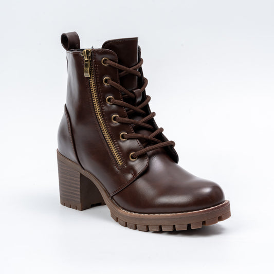 Raven Trail - Coffee Chunky Lace-Up Boots