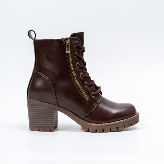 Raven Trail - Coffee Chunky Lace-Up Boots