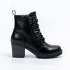Raven Trail - Black Chunky Lace-Up Boots