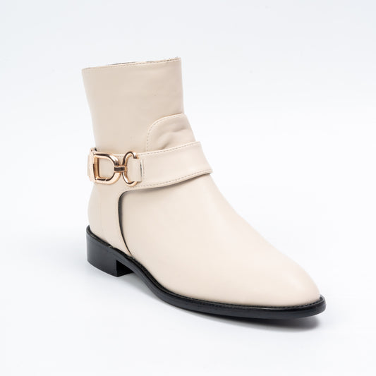 Opal Grace - White Modern Belted Boots