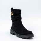 Gold Bear Charm - Black Suede Boots - view 2