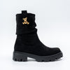 Gold Bear Charm - Black Suede Boots