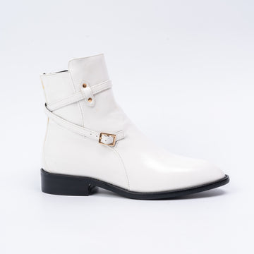 Never Fade - White Patent Ankle Boots
