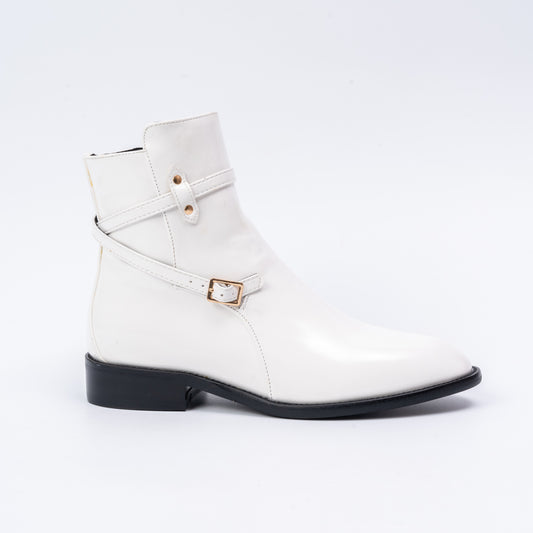 Never Fade - White Patent Ankle Boots