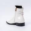 Never Fade - White Patent Ankle Boots