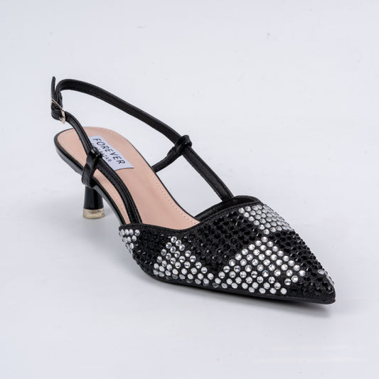 Hooked to Party - Black Partywear Kitten Heels