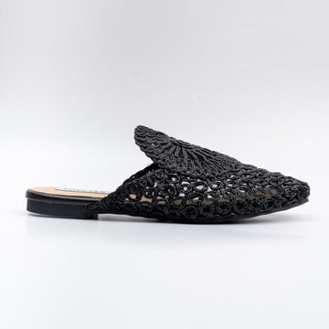 Dear Diana - Black Crochet Mules